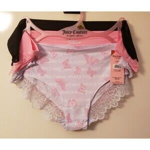 Women’s Juicy Couture Intimates Pack of 3 Panties Multicolor Lace Accent XL NWT